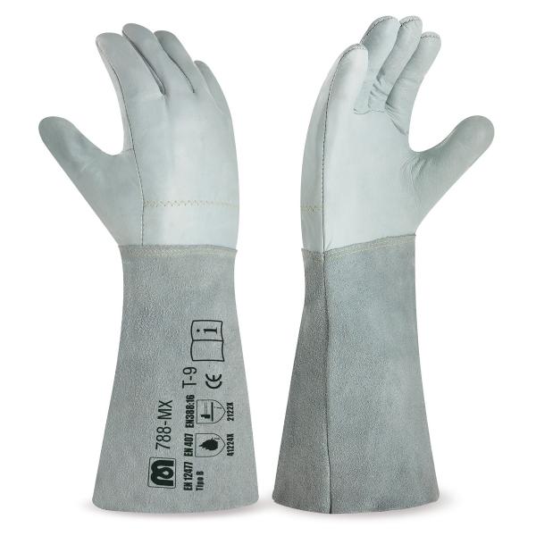 Piel flor vacuno en mano y serraje vacuno en manga con costuras de meta-aramida 9