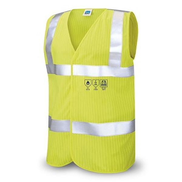 Chaleco IGNIFUGO Y ANTIETATICO alta visibilidad. 130 gr.