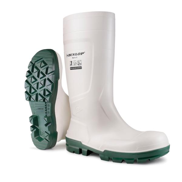 Bota de agua blanca de seguridad PVC caña alta. Dunlop® (4 R FO G) 36
