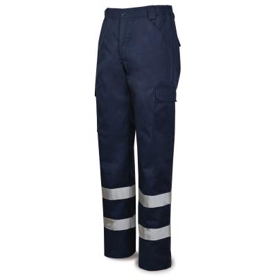 Pantalón azul marino poliéster/algodón con bandas reflectantes 200 g. 38