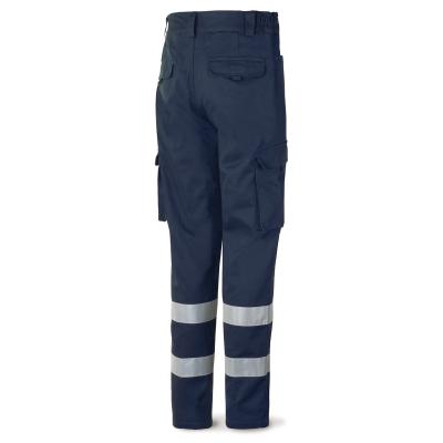 Pantalón azul marino poliéster/algodón con bandas reflectantes 200 g. 38