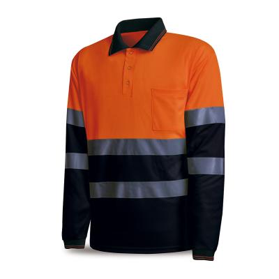 Polo Alta visibilidad naranja/azul marino poliéster 150 gr.