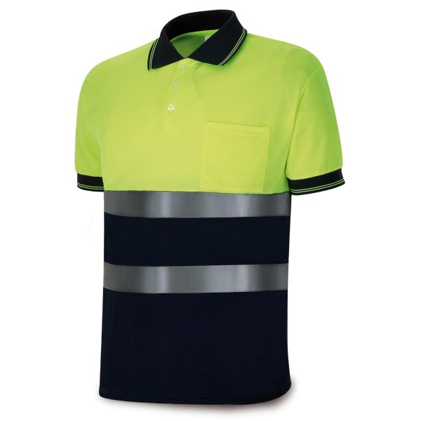 Polo Alta visibilidad amarillo/azul marino poliéster 150 gr.