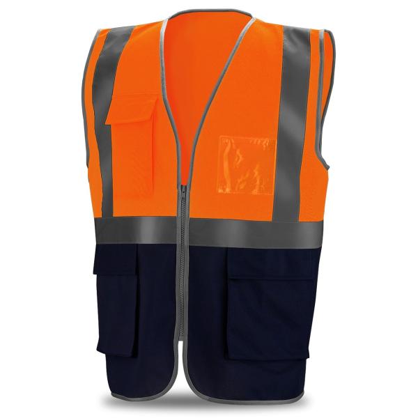 Chaleco Alta Visibilidad de punto bicolor. ultibolsillos 120 gr.