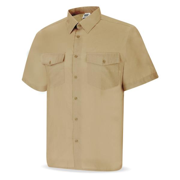 Camisa beige poliéster/algodón 95 gr. anga corta 4546