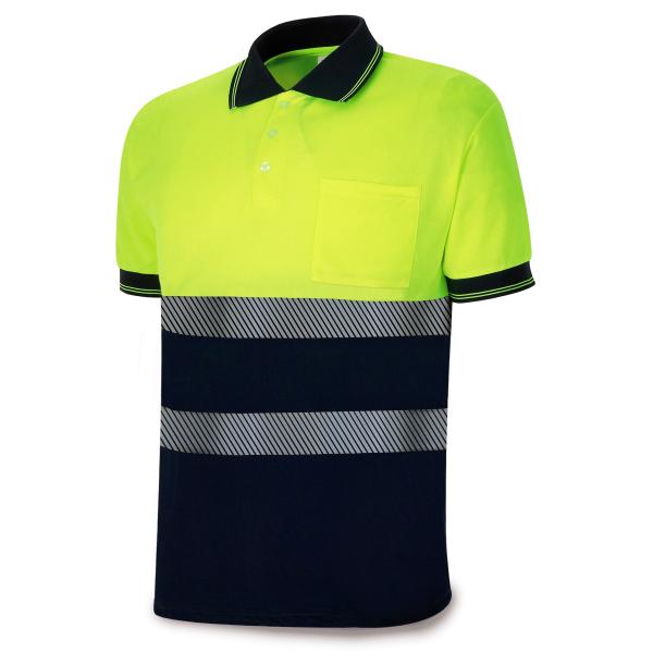 Polo A.V. bicolor poliéster/algodón con bandas segmentadas 150 gr