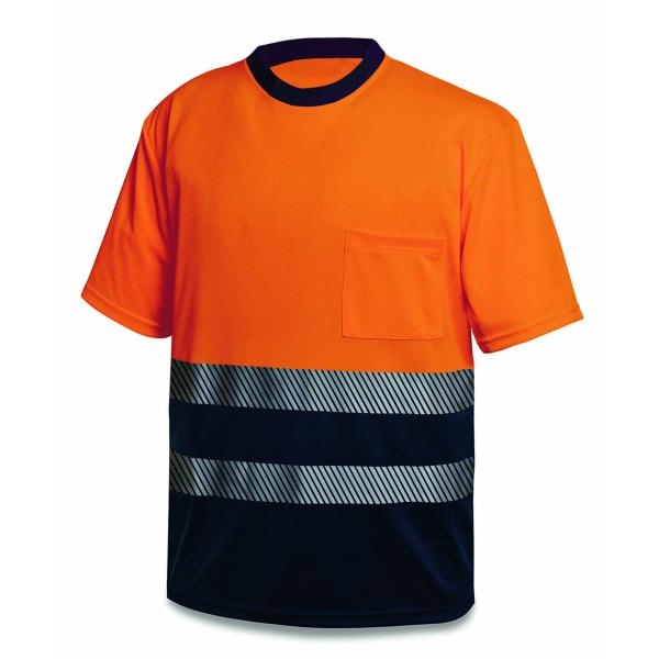 Camiseta A.V. bicolor poliéster/algodón con bandas segmentadas 150 gr.