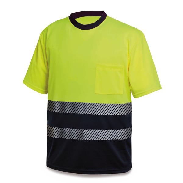 Camiseta A.V. bicolor poliéster/algodón con bandas segmentadas 150 gr.