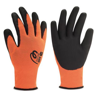 Guante de poliamida y licra naranja recubierto de espuma de nitrilo 7
