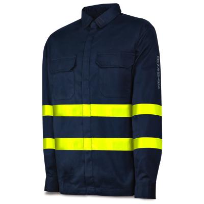 Camisa IGNÍFUGA y ANTIETÁTICA multinorma con cintas reflectantes. Algodón 220 gr. 3738