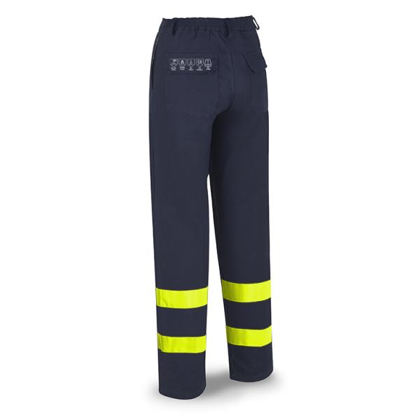 Pantalón IGNÍFUGO y ANTIETÁTICO multinorma con cintas reflectantes. Algodón 260 gr. 3840